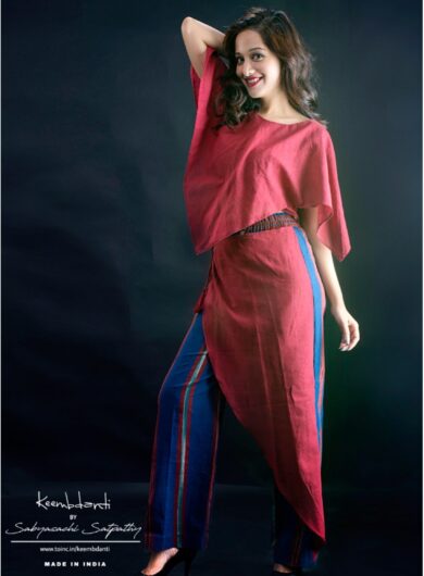 Handloom Khordha Gamucha (Maroon & Blue)