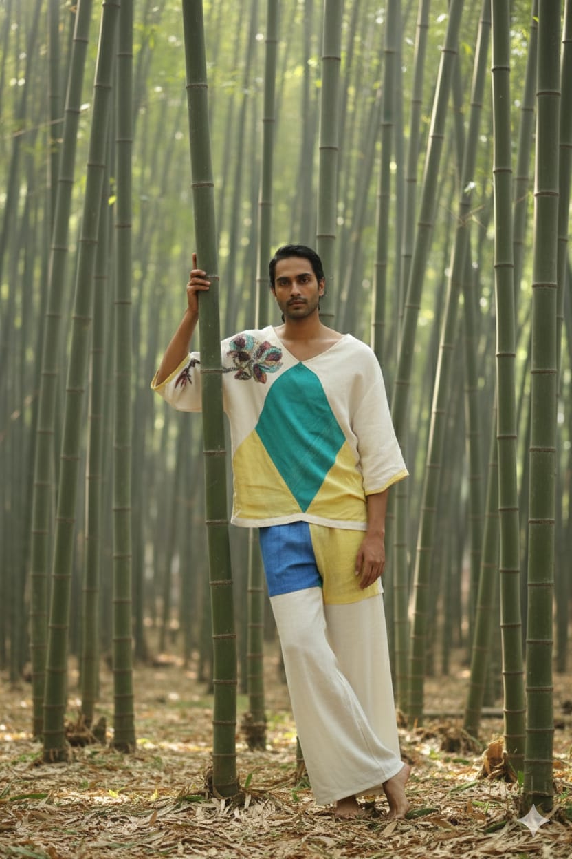 Bamboo Fibre (Green and White)